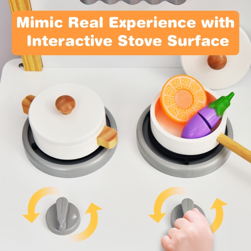 Costway Kids Play Kitchen Set Toddler Pretend Cooking Set w/ Cabinet&Accessories