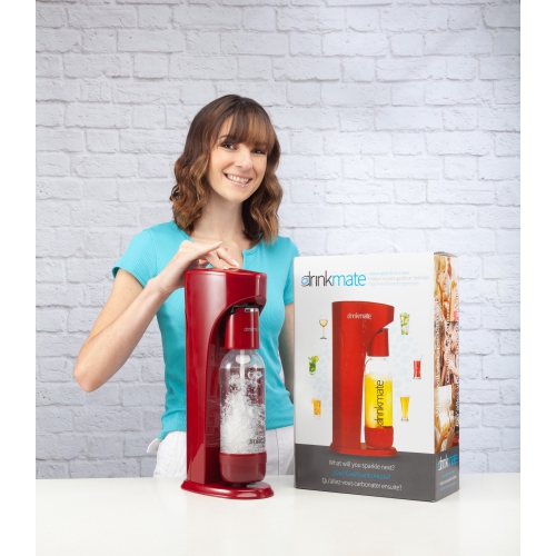 Drinkmate OmniFizz Machine à Gazéifier N'importe Quelle Boisson Sans La Diluer,, Avec cartouche de CO2 60L, Rouge Royal