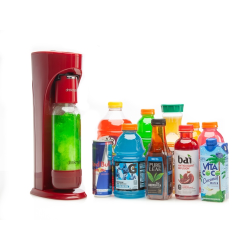 Drinkmate OmniFizz Machine à Gazéifier N'importe Quelle Boisson Sans La Diluer,, Avec cartouche de CO2 60L, Rouge Royal