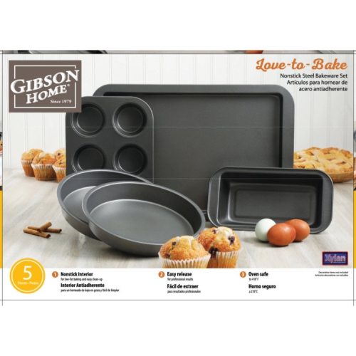 Gibson Home Love-To-Bake Ensemble de 5 ustensiles de cuisson antiadhésifs