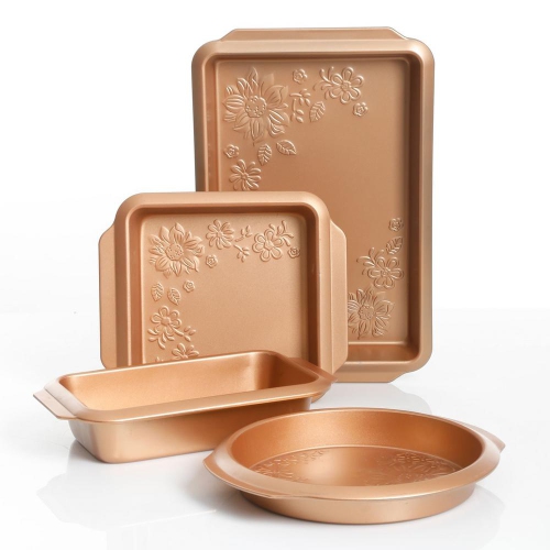 Gibson Home Richmound 4-Piece Nonstick Heavy Gauge Carbon Steel Bakeware Set - Copper