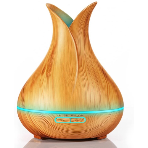TOMNEW 400ML diffuseur d'huiles essentielles ultrasons aromathérapie humidificateur d'air grain de bois brume fraîche diffuseur d'arôme grand - axGear