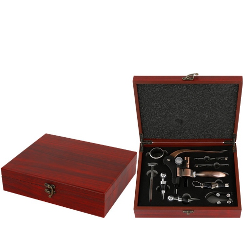 Arolly – Ouvre-bouteille de vin manuel, trousse d'ouvre-poignée en alliage de zinc, 9 accessoires à vin avec bouchon, coupe-capsule, aérateur, bec