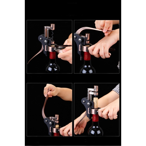 Arolly – Ouvre-bouteille de vin manuel, trousse d'ouvre-poignée en alliage de zinc, 9 accessoires à vin avec bouchon, coupe-capsule, aérateur, bec