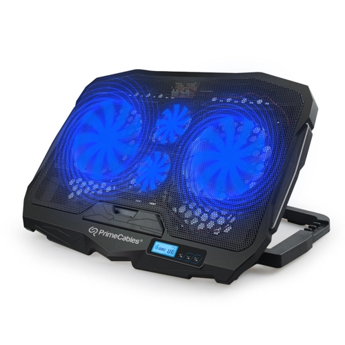 USB Portable Height Adjustable Laptop Cooler with LED Cooler Fans, blue - PrimeCables®