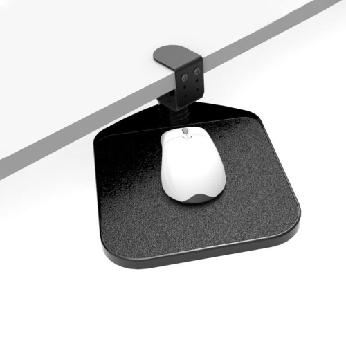 Black Under-the-Desk Clamp-On Mouse Tray 1/Pack Fits desk thickness within 2.2"