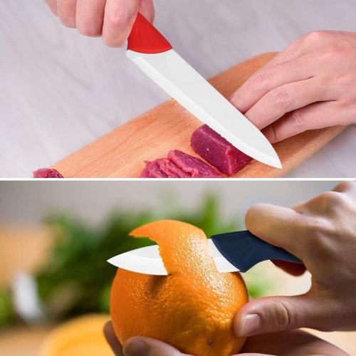 Ensemble de couteaux de cuisine 6 pièces couteaux de chef, ciseaux, pour la viande/légumes/hacher les fruits, trancher, couper en dés et couper