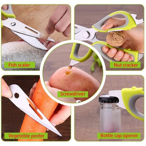 ISTAR Kitchen Shears Heavy Duty, 6 in 1 Kitchen Scissors Dishwasher Safe Stainless Steel Cooking Scissors Come Apart with Magnetic Holder for Cutting