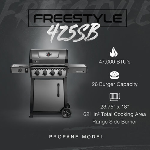 Napoleon Freestyle 425 47000 BTU Propane BBQ with Side Burner & Grill Cover - Black - Only at Best Buy