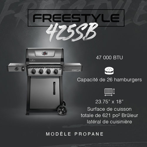 Napoleon Freestyle 425 47000 BTU Propane BBQ with Side Burner & Grill Cover - Black - Only at Best Buy