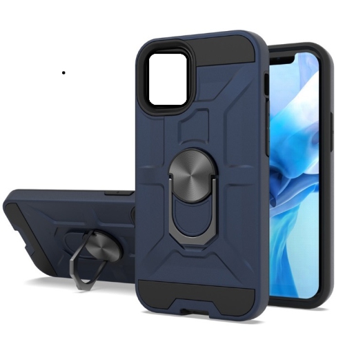 Étui de protection hybride à double couche TopSave avec support à anneau rotatif à 360 degrés pour iPhone 13 Pro Max, bleu marine