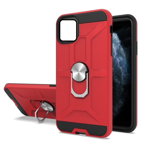 TopSave Dual Layer Hybrid Cover Case w/360 Degrees Rotating Ring Stand For iPhone 13 Pro, Red