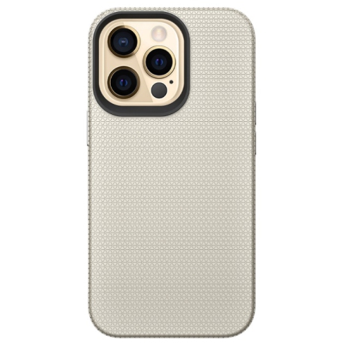 TopSave Triangle Pattern PC Back+Inner TPU Dual Layer Hybrid Case For iPhone 13 Pro Max, Gold