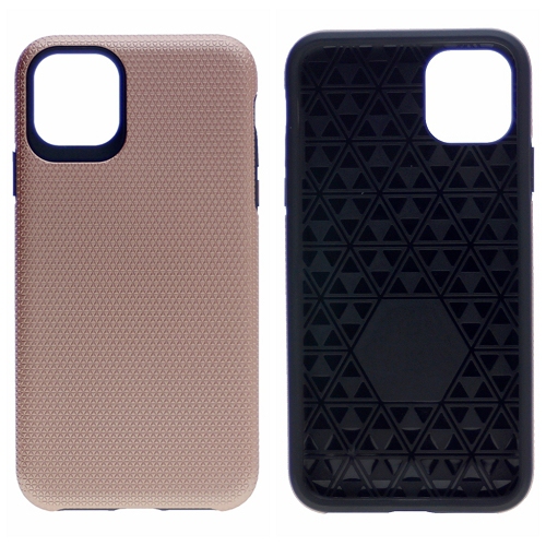 TopSave Triangle Pattern PC Back+Inner TPU Dual Layer Hybrid Case For iPhone 13, Rose Gold