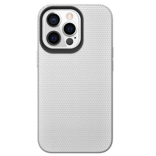 CC  Topsave Triangle Pattern PC Back+Inner Tpu Dual Layer Hybrid Case for Iphone 13 Pro (6.1") In Silver