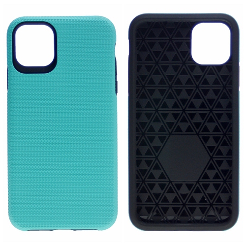 TopSave Triangle Pattern PC Back+Inner TPU Dual Layer Hybrid Case For iPhone 13, Teal