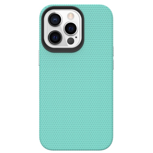 TopSave Triangle Pattern PC Back+Inner TPU Dual Layer Hybrid Case For iPhone 13 Pro Max, Teal