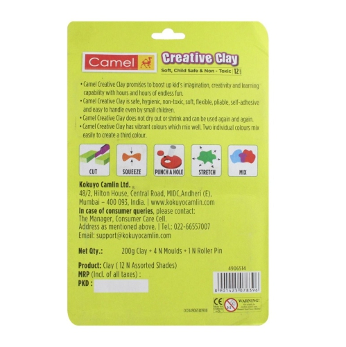 12 Shades Camel Creative Art Clay Soft, Child Safe & Non-Toxic Moulds For Kids with Accessories, Tools and Tutorials
