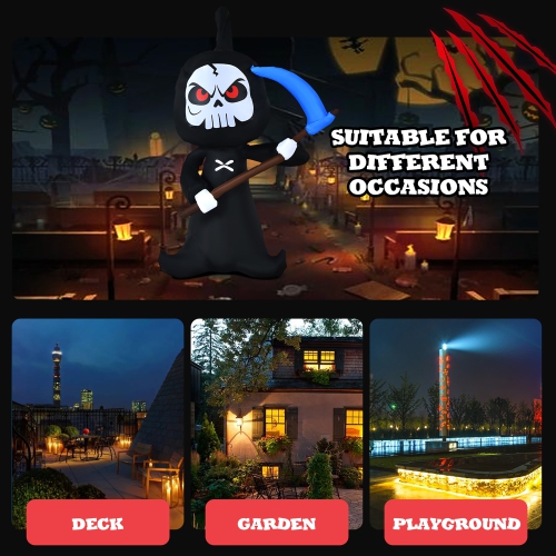 Costway 6 FT Halloween Inflatable Ghost Outdoor Blow Up Decoration w/ LED Lights