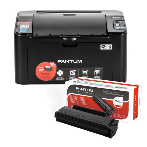 Imprimante laser monochrome sans fil Pantum P2500W avec un toner PB-211, non compatible avec Chromebook