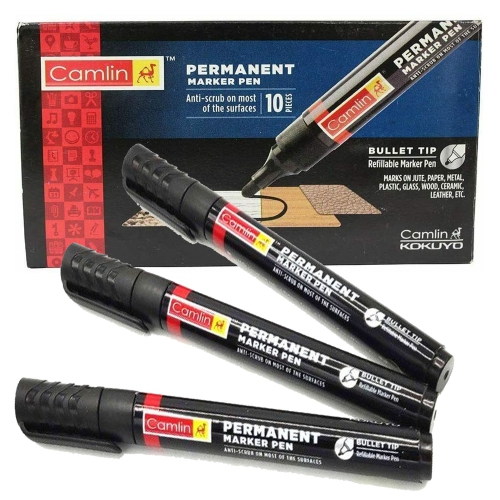 Black Permanent Marker Pens 5 Count Oil Based Marker Pen, Medium Tip, Waterproof & Quick Dry, for Office, Art projects, Rock Painting, Ceramic,