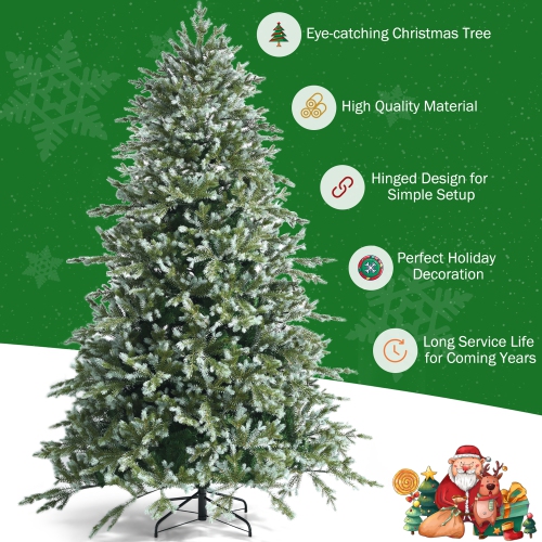 Costway 8ft Hinged Artificial Christmas Spruce Tree w/ 1658 Mixed PE & PVC Tips