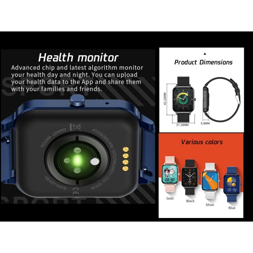 ISPEKTRUM iS-X7 Smart Watch, 1.69" HD Screen, Bluetooth Calls & Text Notifications, Swim Waterproof, Multiple Sports Mode, Fitness Tracker Heart Rate & BP Monitor - Black