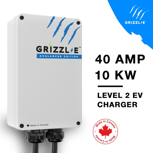 Grizzl-E Level 2 EV Charger, 16/24/32/40 Amp, NEMA 14-50 Plug, 24 feet Premium, Indoor/Outdoor Car Charging Station - Avalanche Edition