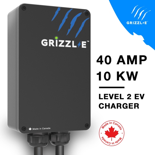 Grizzl-E Level 2 EV Charger, 16/24/32/40 Amp, NEMA 14-50 Plug, 24 feet Premium, Indoor/Outdoor Car Charging Station - Black