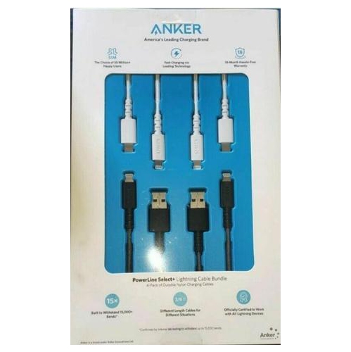 Anker PowerLine II USB-A & C to Lightning Cable 4-pack - REFURBISHED