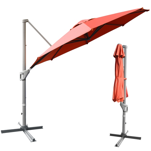 Costway 11ft Patio Offset Umbrella Cantilever Rotation Aluminum Tilt Cross Base