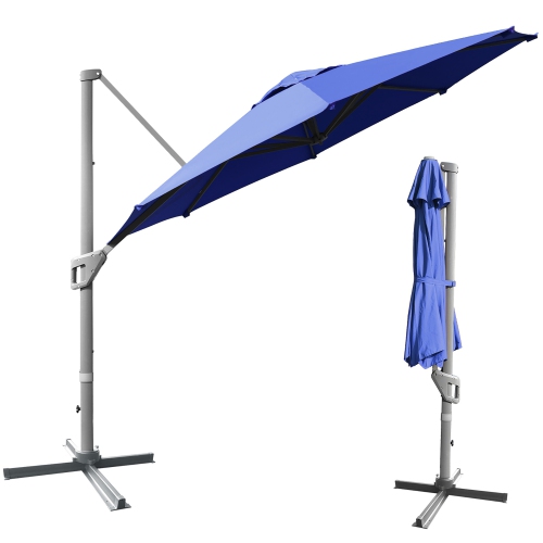 Costway 11ft Patio Offset Umbrella Cantilever Rotation Aluminum Tilt Cross Base