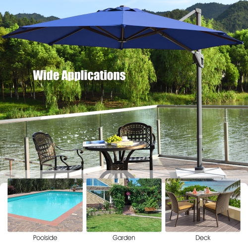 Costway 11ft Patio Offset Umbrella Cantilever Rotation Aluminum Tilt Cross Base