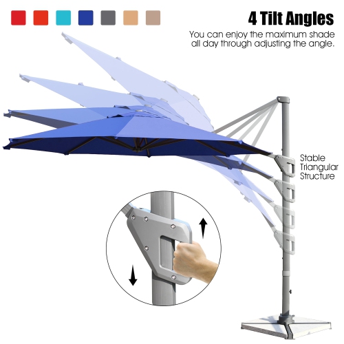 Costway 11ft Patio Offset Umbrella Cantilever Rotation Aluminum Tilt Cross Base