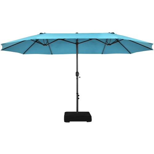 Costway 15FT Double-Sided Twin Patio Umbrella Sun Shade Outdoor Crank Market Base