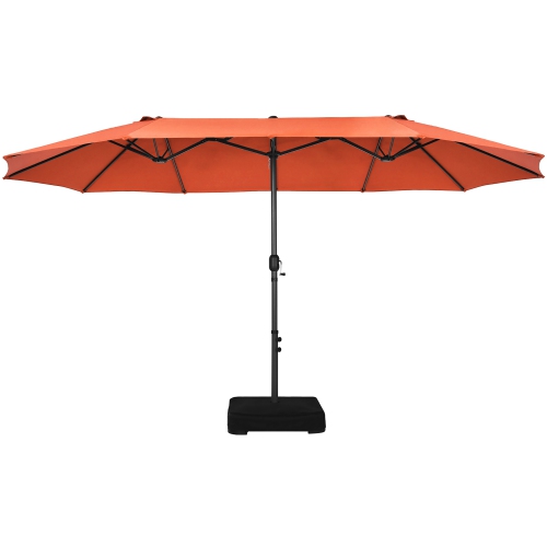 Costway 15FT Double-Sided Twin Patio Umbrella Sun Shade Outdoor Crank Market Base