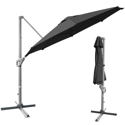 Costway 11ft Patio Offset Umbrella Cantilever Rotation Aluminum Tilt Cross Base