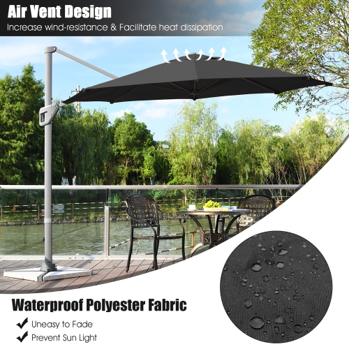 Costway 11ft Patio Offset Umbrella Cantilever Rotation Aluminum Tilt Cross Base
