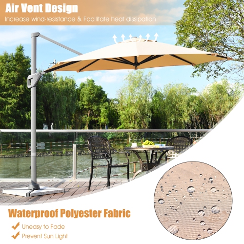 Costway 11ft Patio Offset Umbrella Cantilever Rotation Aluminum Tilt Cross Base