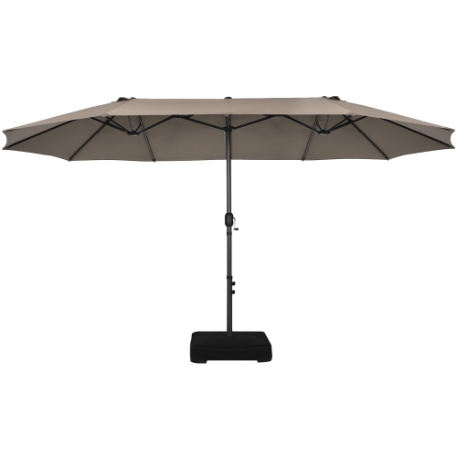 Costway 15FT Double-Sided Twin Patio Umbrella Sun Shade Outdoor Crank Market Base