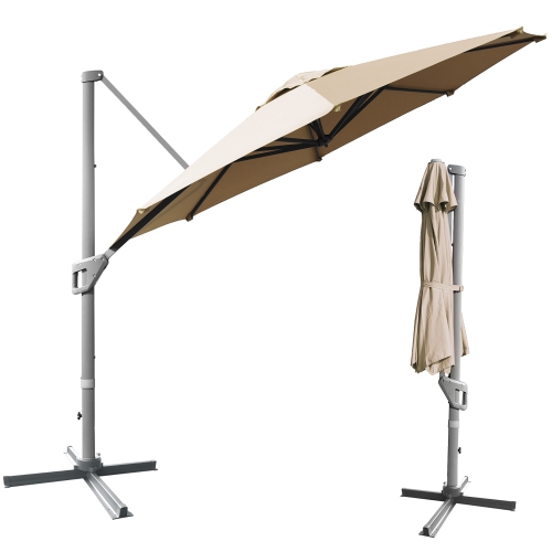 Costway 11ft Patio Offset Umbrella Cantilever Rotation Aluminum Tilt Cross Base