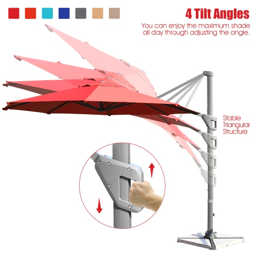 Costway 11ft Patio Offset Umbrella Cantilever Rotation Aluminum Tilt Cross Base