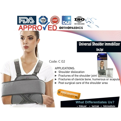 ISTAR Arm Sling Injury Shoulder Immobilizer Adjustable Medical Sling for Broken Fractured Bones, Breathing Thin Cuff Support Brace During Sleep for