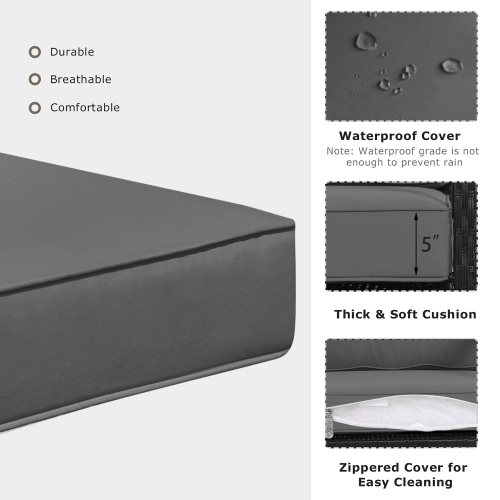 Costway Patio Rattan Rocker Chair Outdoor Glider Rocking Chair Cushion Lawn