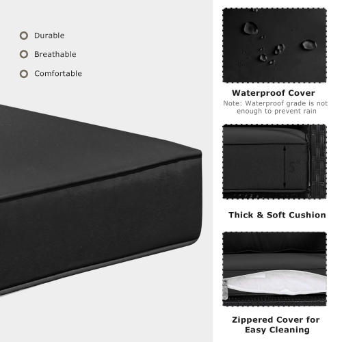 Costway Patio Rattan Rocker Chair Outdoor Glider Rocking Chair Cushion Lawn