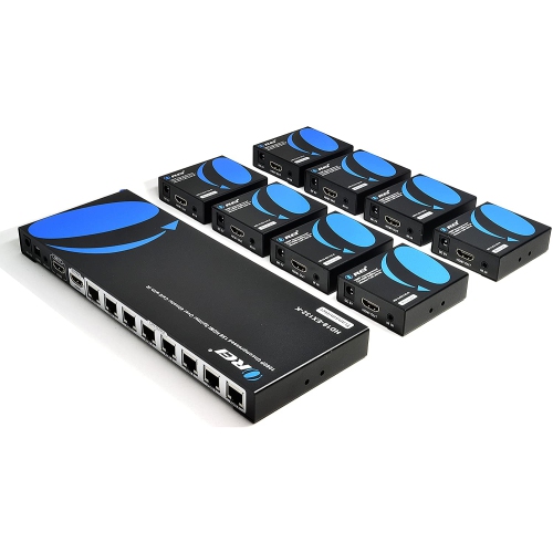 OREI 1x8 HDMI Extender Splitter Over Single Cable CAT6/7 1080P With IR Remote EDID Management - Up to 132 Ft - Loop Out - Low Latency