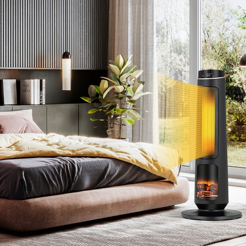 Costway 1500W Electric Space Heater PTC Fast Heating Ceramic Heater 3D Realistic Flame