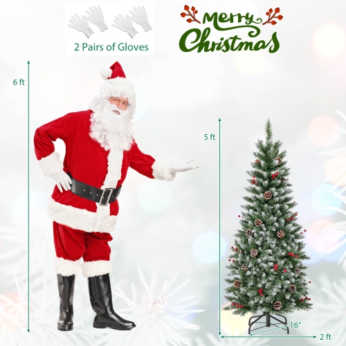 Arbre de Noël artificiel illuminé de 5 pi avec 408 pointes de branches enneigées de Costway, 250 lumières à DEL