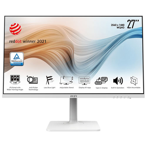 MSI Modern 27" 1440p WQHD 75Hz 5ms GTG IPS LED Monitor - White