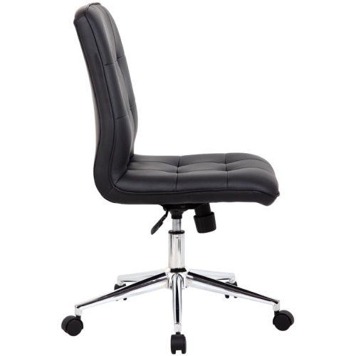 Scranton & Co Faux Leather Tufted Ergonomic Office Swivel Chair in Black